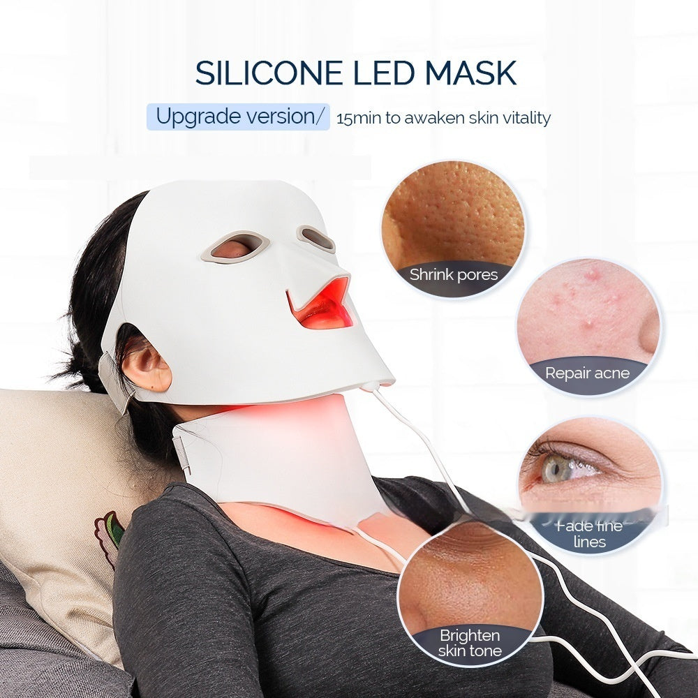 Household Beauty Silicone Mask Color Light 7 Colors Led Phototherapy Photon Skin Rejuvenation Facial Acne Removal